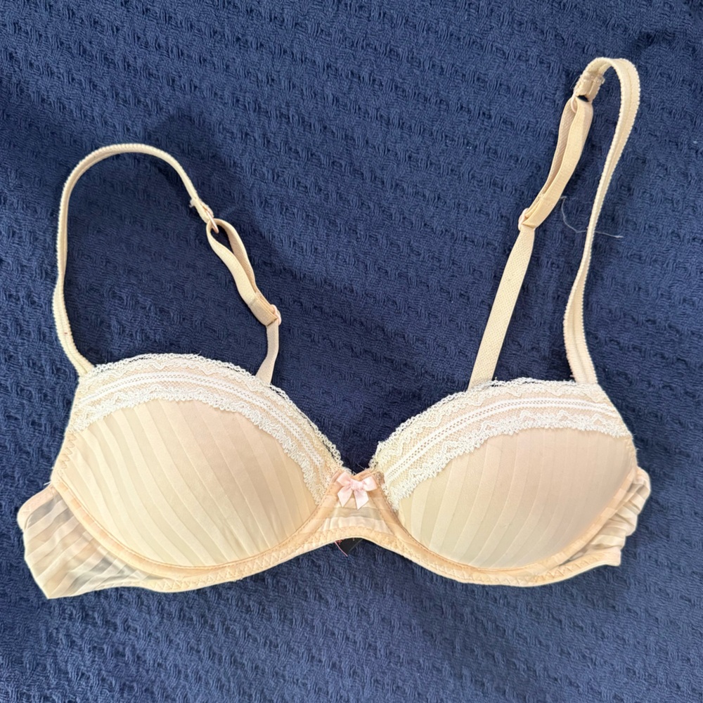 Betsey Johnson Cream Bra with Lace Detail